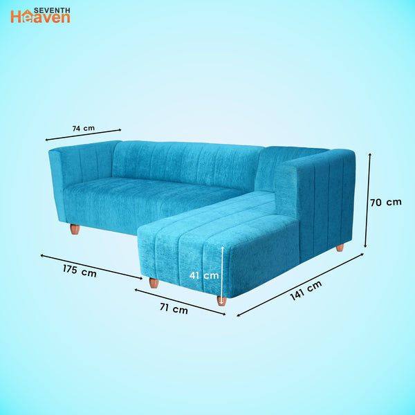 Tokyo 6 Seater Sofa Right Corner- ( Premium Molfino Fabric- Sky Blue )