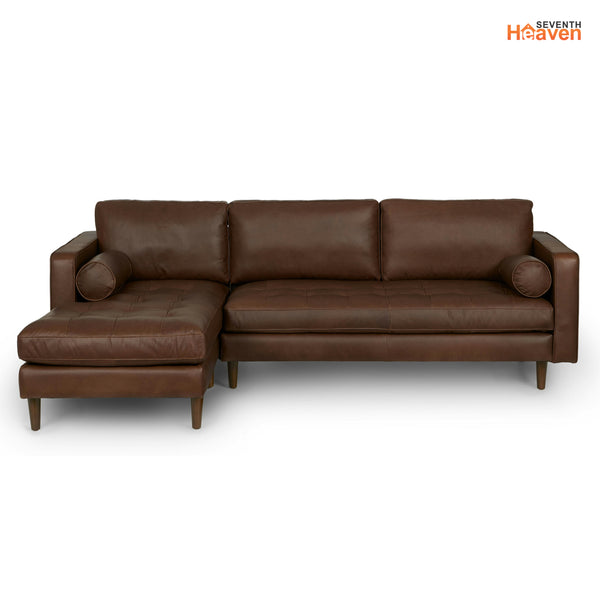 Vienna 6 Seater Sofa Right Corner - ( Leatherette Fabric - Brown )