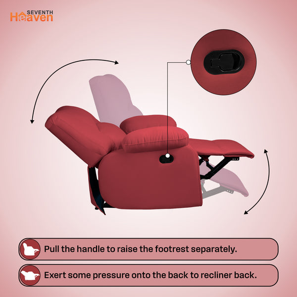 Phoenix Icon 1 Seater Recliner – ( Spacious, Luxurious & DIY-Friendly, Plush Suede - Maroon )