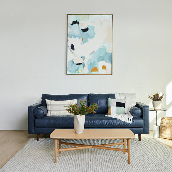 Vienna 3 Seater Sofa- ( Leatherette Fabric - Blue )