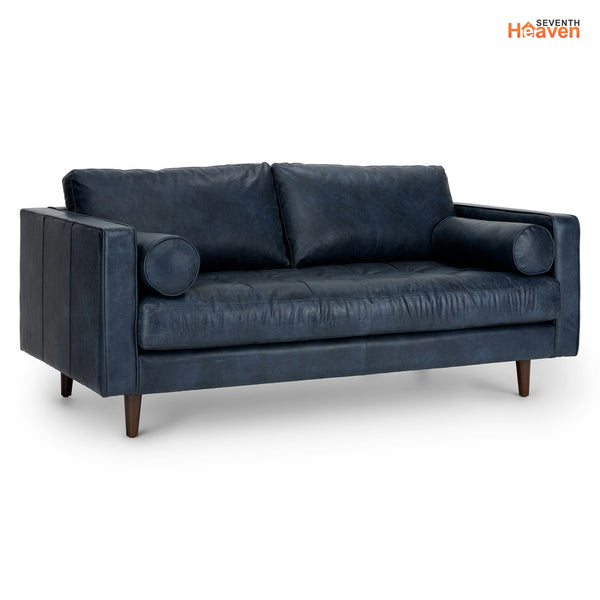 Vienna 2 Seater Sofa- ( Leatherette Fabric - Blue )