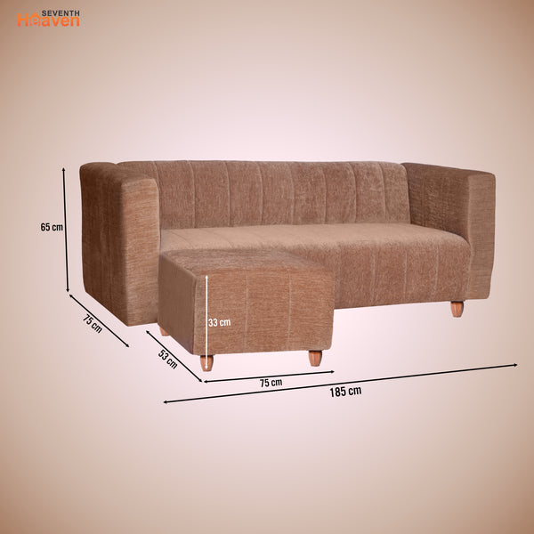 Tokyo 5 Seater Sofa with 2 Ottomans- ( Premium Molfino Fabric- Beige )