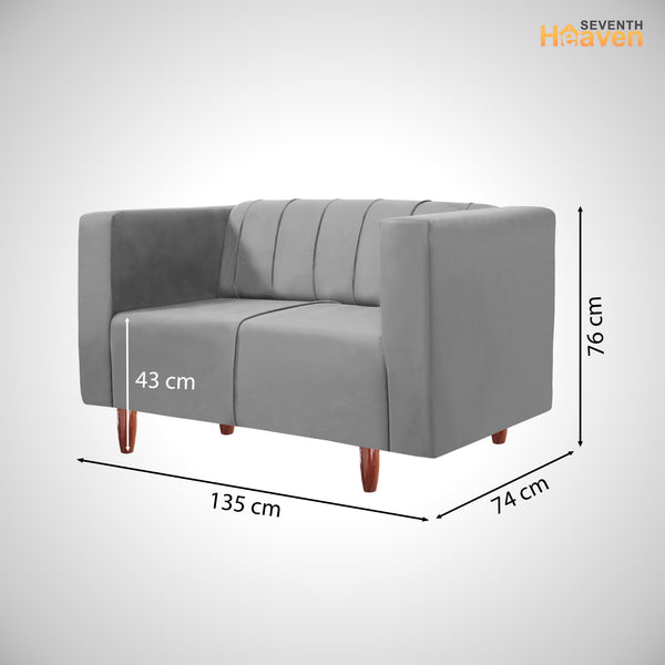 Sydney 2 Seater Sofa- ( Plush Suede Fabric- Grey )