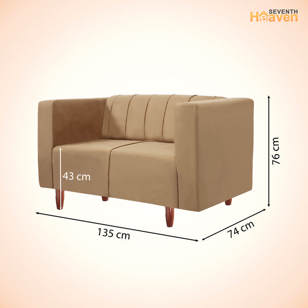 Sydney 2 Seater Sofa- ( Plush Suede Fabric- beige )