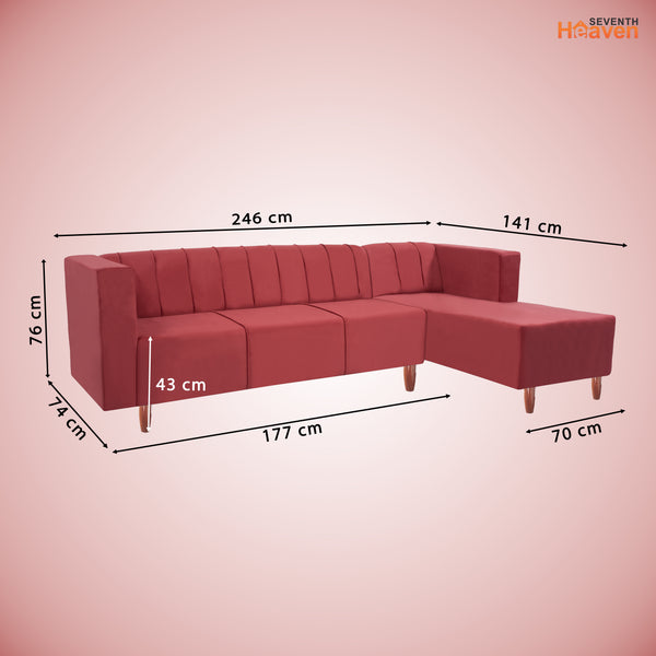 Sydney 6 Seater sofa right corner- ( Plush Suede Fabric- Maroon )
