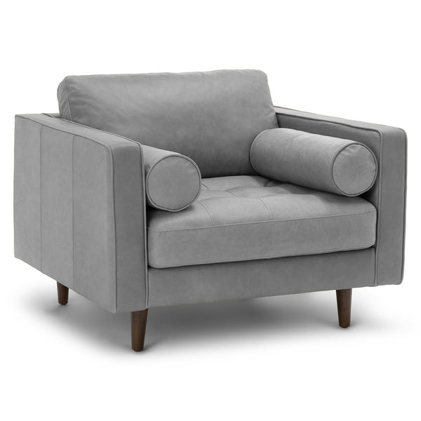Vienna 1 Seater Sofa- ( Leatherette Fabric - Grey )
