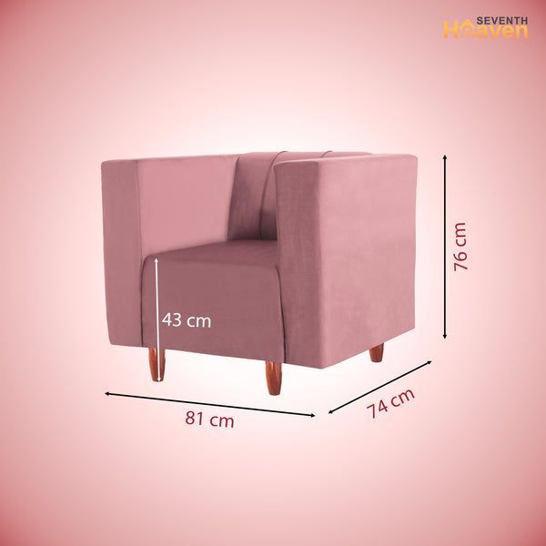 Sydney 1 Seater Sofa- ( Plush Suede Fabric- Peach )