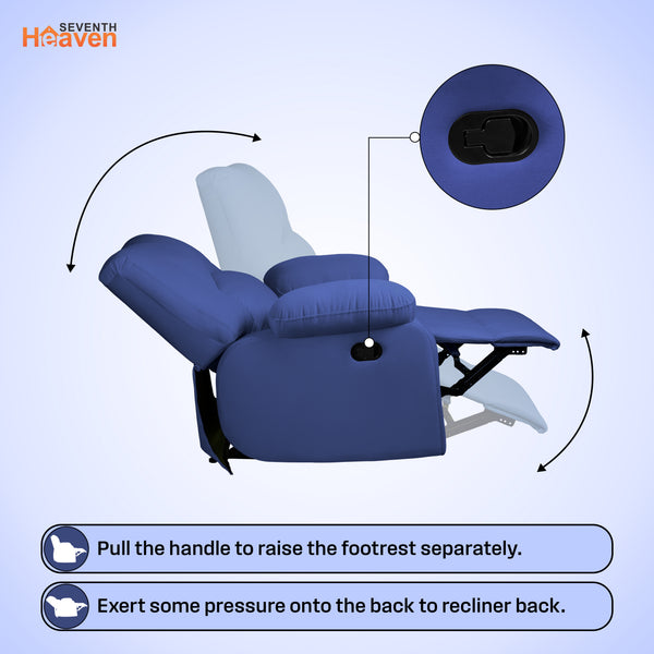 Phoenix Icon 1 Seater Recliner – ( Spacious, Luxurious & DIY-Friendly, Plush Suede - Navy Blue )