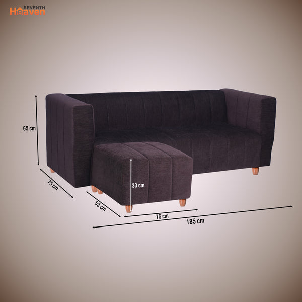 Tokyo 5 Seater Sofa with 2 Ottomans- ( Premium Molfino Fabric- Brown )