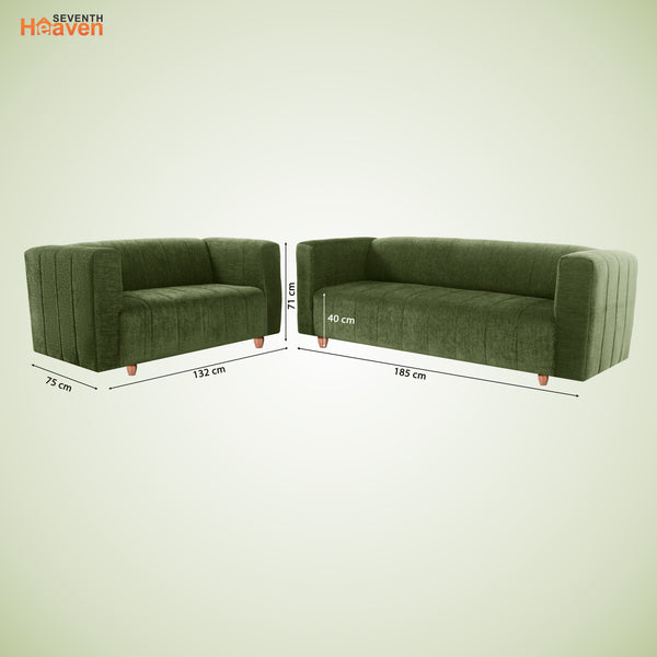 Tokyo 5 Seater Sofa- (3+2) ( Premium Molfino Fabric - Green)