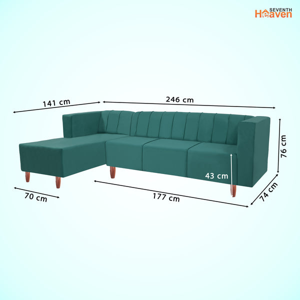 Sydney 6 Seater Sofa left corner- ( Plush Suede Fabric- Teal )