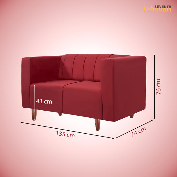 Sydney 2 Seater Sofa- ( Plush Suede Fabric- Maroon )