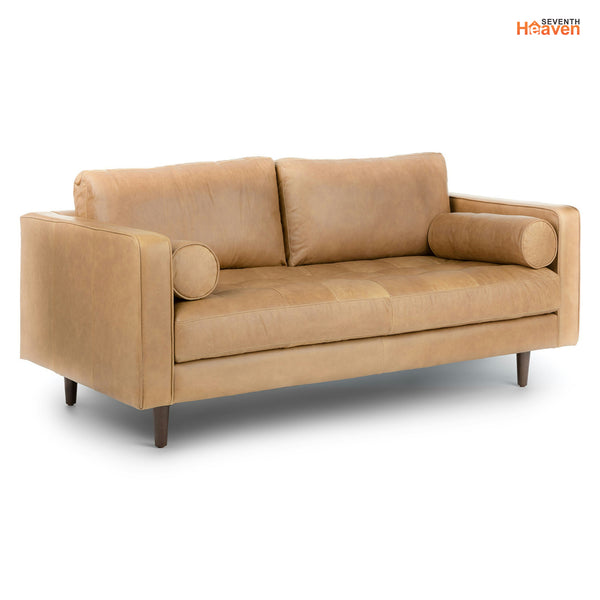 Vienna 2 Seater Sofa- ( Leatherette Fabric - Tan )
