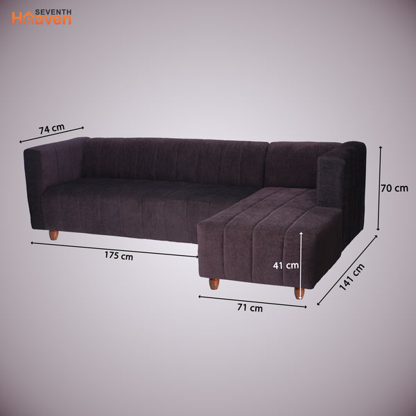 Tokyo 6 Seater Sofa Right Corner- ( Premium Molfino Fabric- Brown )