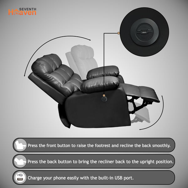 Lumina 1 Seater Motorised Recliner – ( Spacious, Luxurious & DIY-Friendly - Black )