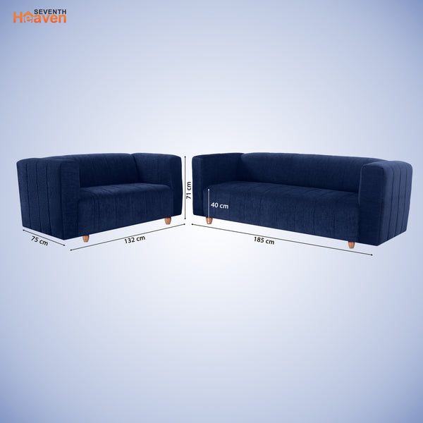 Tokyo 5 Seater Sofa- (3+2) ( Premium Molfino Fabric - Blue)