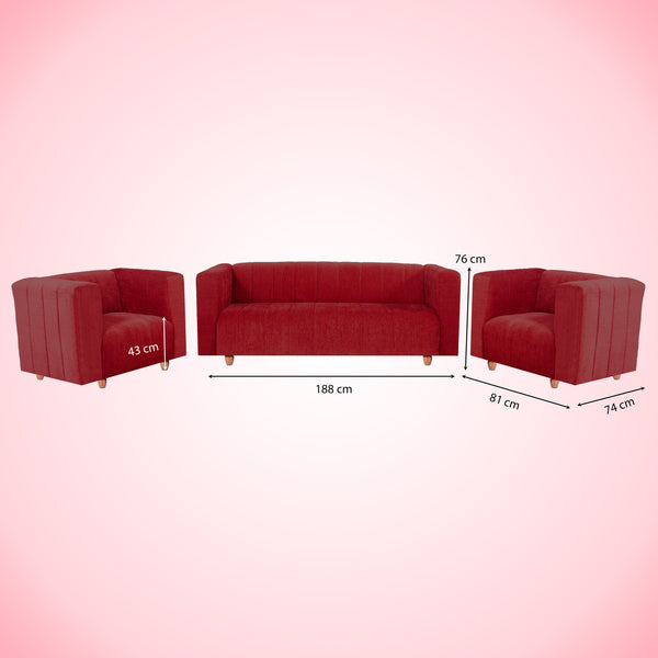 Tokyo 5 Seater Sofa- (3+1+1) ( Premium Molfino Fabric - Maroon)
