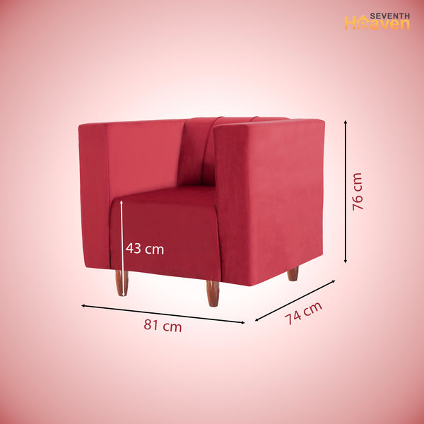 Sydney 1 Seater Sofa- ( Plush Suede Fabric- Maroon )