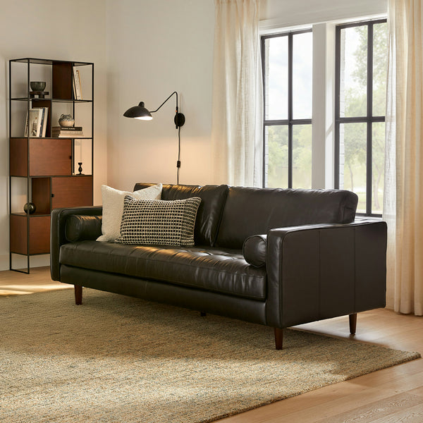 Vienna 3 Seater Sofa- ( Leatherette Fabric - Black )