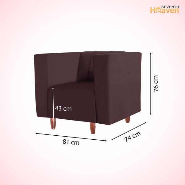 Sydney 1 Seater Sofa- ( Plush Suede Fabric- Brown )