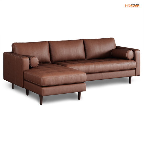 Vienna 6 Seater Sofa Left Corner - ( Leatherette Fabric - Taos Brown )