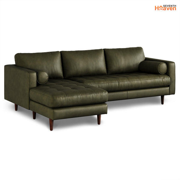 Vienna 6 Seater Sofa Left Corner - ( Leatherette Fabric - Green )