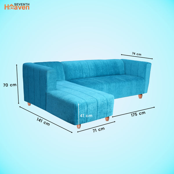 Tokyo 6 Seater Sofa Left Corner- ( Premium Molfino Fabric- Sky Blue )