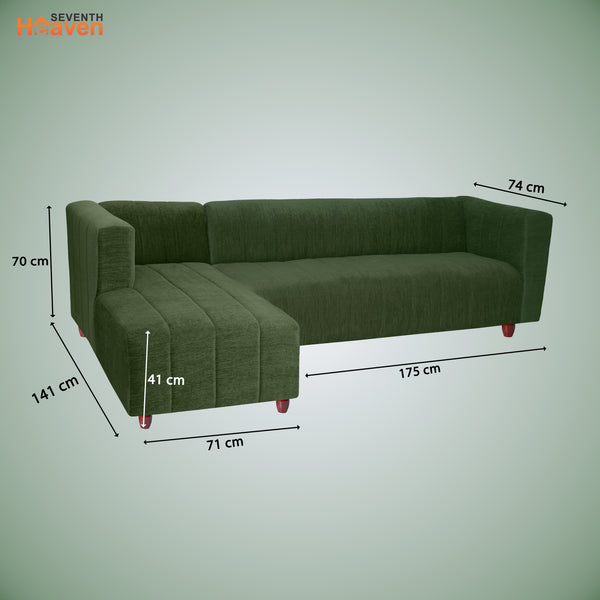 Tokyo 6 Seater Sofa Left Corner- ( Premium Molfino Fabric- Green )