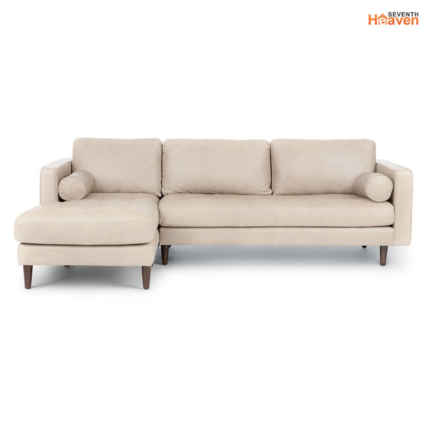 Vienna 6 Seater Sofa Left Corner - ( Leatherette Fabric - Beige )