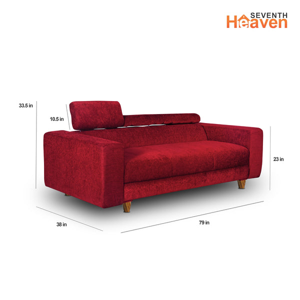 Berlin 3 Seater Sofa- ( Premium Molfino Fabric- Maroon )