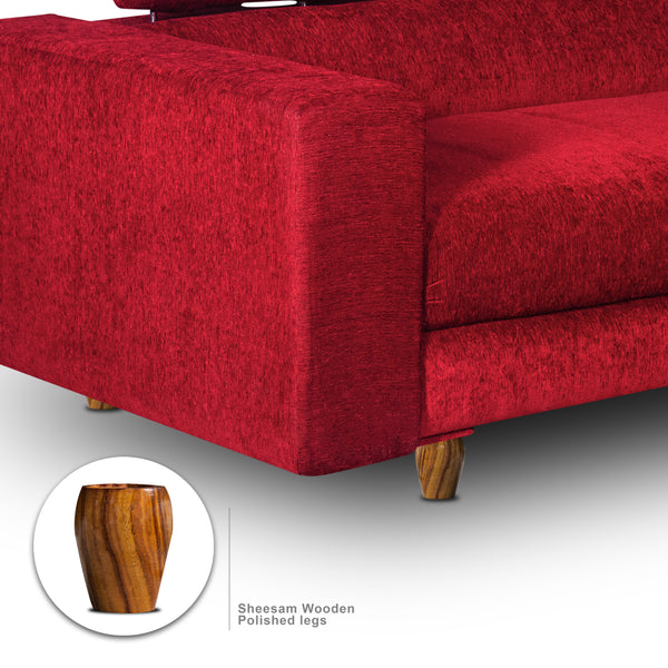 Berlin 3 Seater Sofa- ( Premium Molfino Fabric- Maroon )