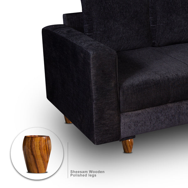 Rio 3 Seater Sofa- ( Premium Molfino Fabric- Black )