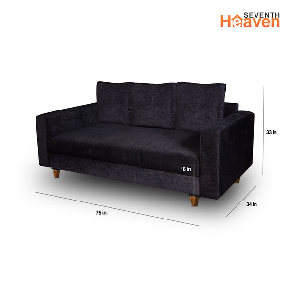Rio 3 Seater Sofa- ( Premium Molfino Fabric- Black )