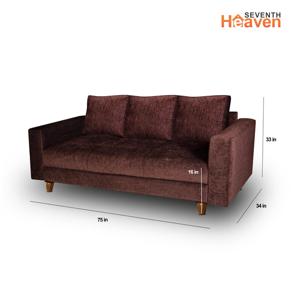 Rio 3 Seater Sofa- ( Premium Molfino Fabric- Brown )
