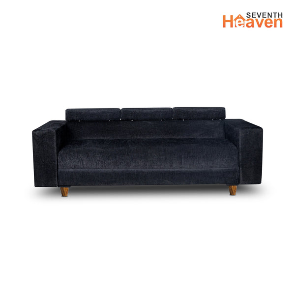 Berlin 3 Seater Sofa- ( Premium Molfino Fabric- Black )