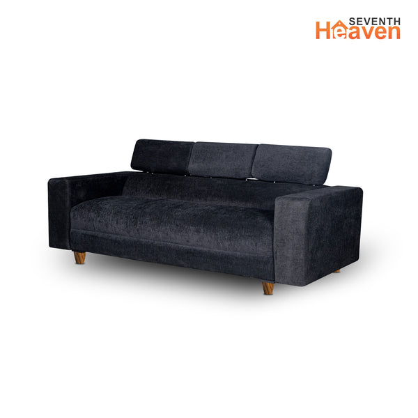 Berlin 3 Seater Sofa- ( Premium Molfino Fabric- Black )