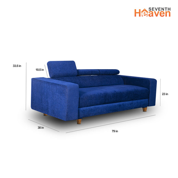Berlin 3 Seater Sofa- ( Premium Molfino Fabric- Blue )