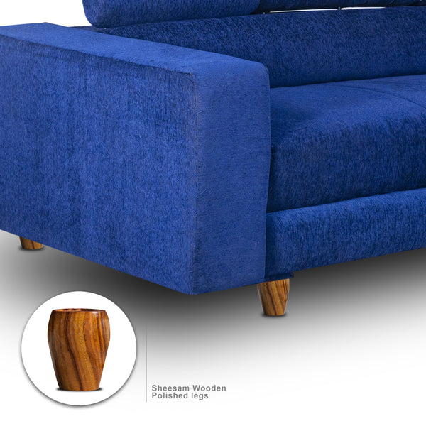 Berlin 3 Seater Sofa- ( Premium Molfino Fabric- Blue )