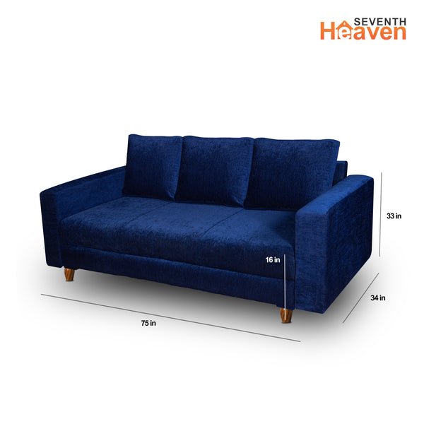 Rio 3 Seater Sofa- ( Premium Molfino Fabric- Blue )