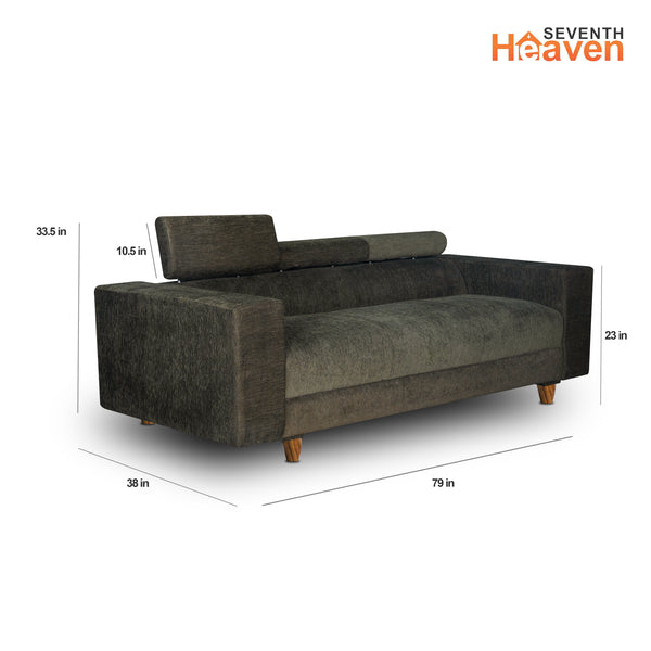 Berlin 3 Seater Sofa- ( Premium Molfino Fabric- Green )