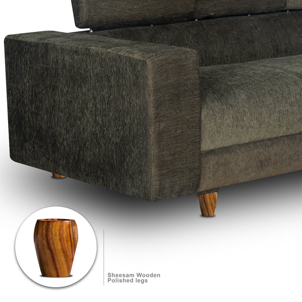 Berlin 3 Seater Sofa- ( Premium Molfino Fabric- Green )