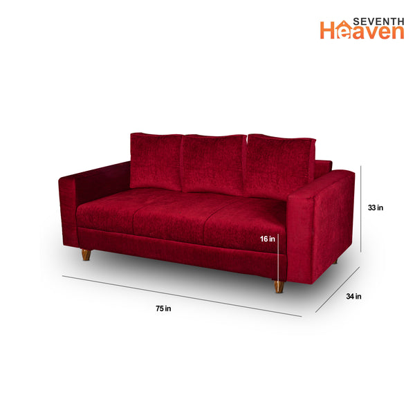 Rio 3 Seater Sofa- ( Premium Molfino Fabric- Maroon )
