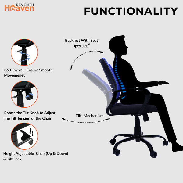 Blaze Mid-Back Office Chair – Ergonomic, Durable & Versatile (Blue)