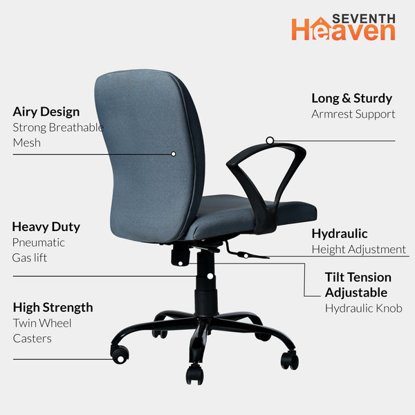 Titan Mid-Back Office Chair – Ergonomic Design with Dual Foam Support (Light Grey)