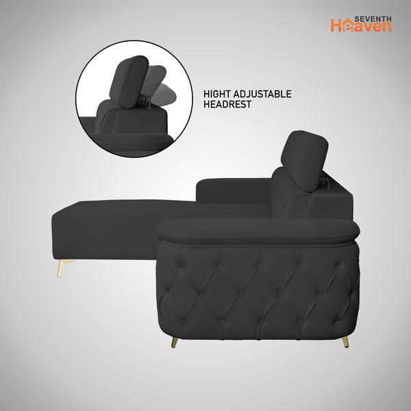 Rome 6 Seater Sofa Set Right Corner- ( Plush Suede - Black )