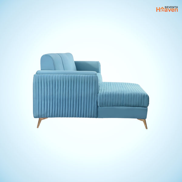 Venice 6 Seater Sofa Right Corner - ( Plush Suede Fabric - Sky Blue )