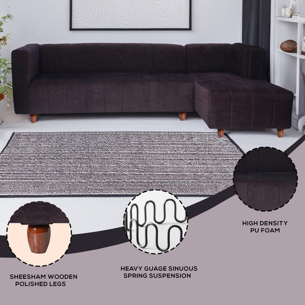 Tokyo 6 Seater Sofa Right Corner- ( Premium Molfino Fabric- Brown )