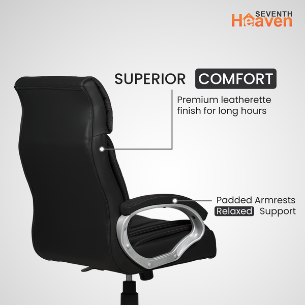 Elite High-Back Office Chair – Ergonomic, Durable & Versatile (Leatherett - Black)