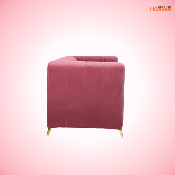 Tokyo Icon 3 Seater Sofa- ( Plush Suede Fabric- Peach )