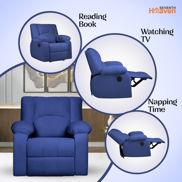 Phoenix Icon 1 Seater Motorise Recliner – ( DIY-Friendly, Plush Suede - Navy Blue )